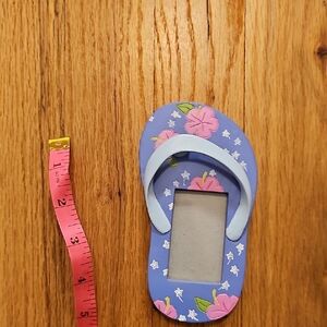Blue and Pink Flamingo Flip Flop Sandals Picture Frame Desk Size